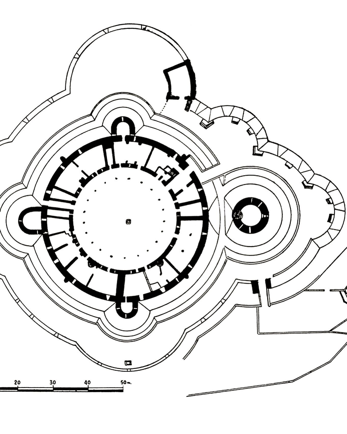 Castell de Bellver and its curved ramparts, battlements, towers and gothic courtyard - as intriguing in plan as in its real expression and shear mass  #architecture #arquitectura #arquitetura #heritage #fortress #mediterranean #gothic #castellbellver