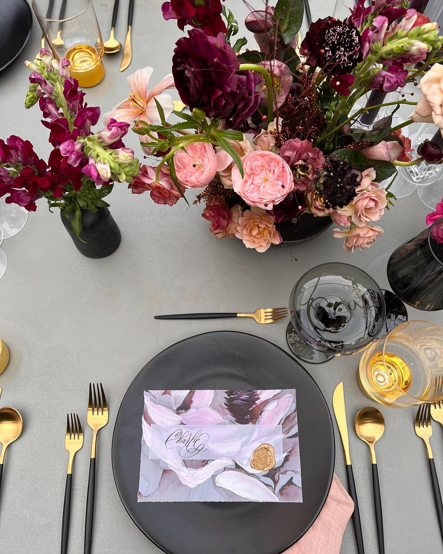 Moody and sexy shades of blush, rose burgundy and deep plum with @khco.events at @haikumill #mandygracedesigns