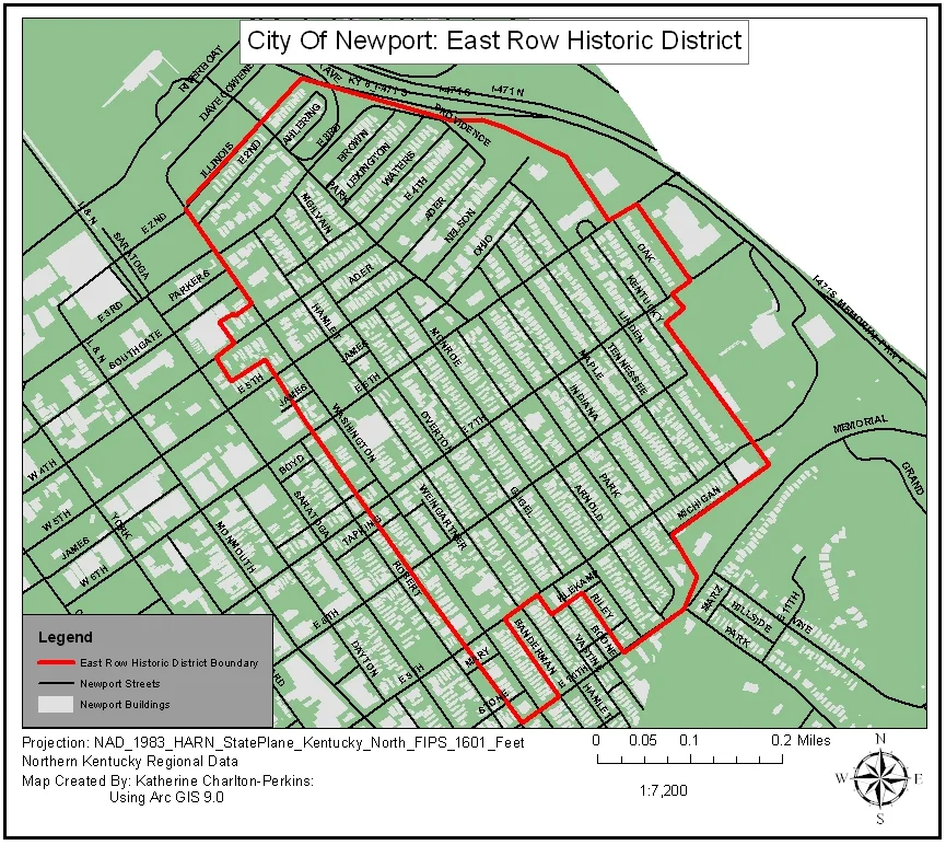 Map of the East Row Historic District