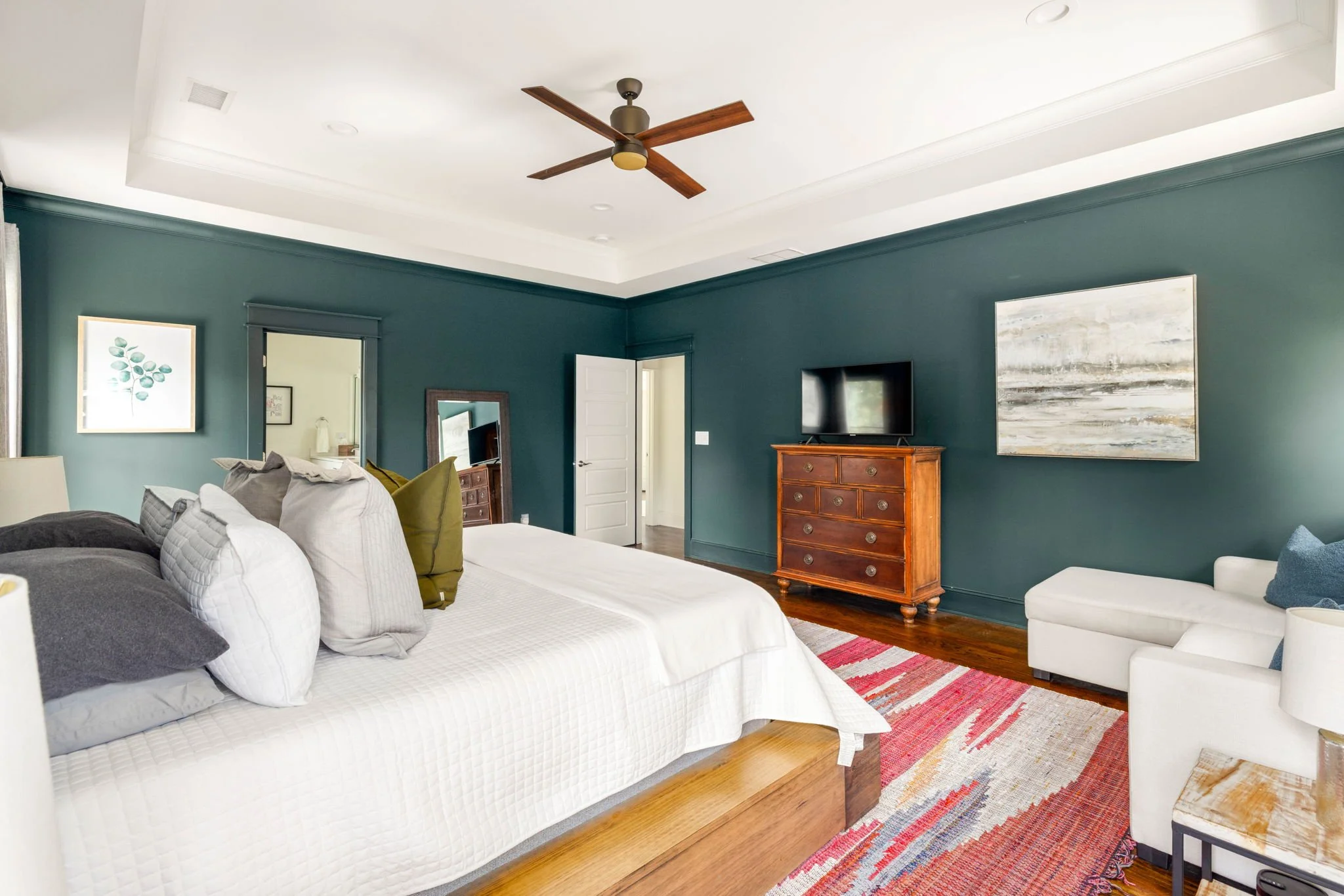  Primary bedroom with tray ceiling 