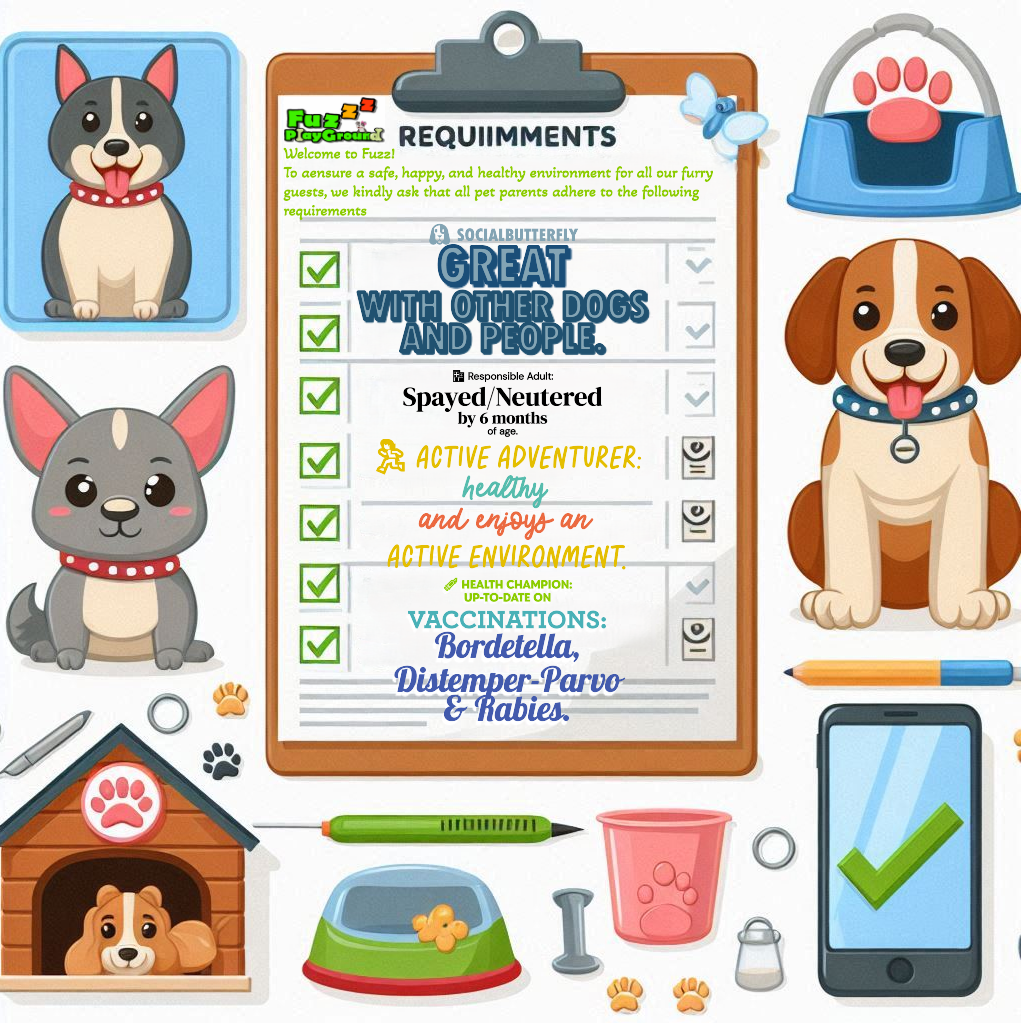 requirements for dog daycare online page clip art Fuzz.PNG