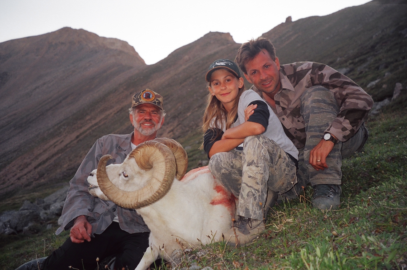 My granddaughter Rachel, her father Sagen and me with her 38" Tok ram.
