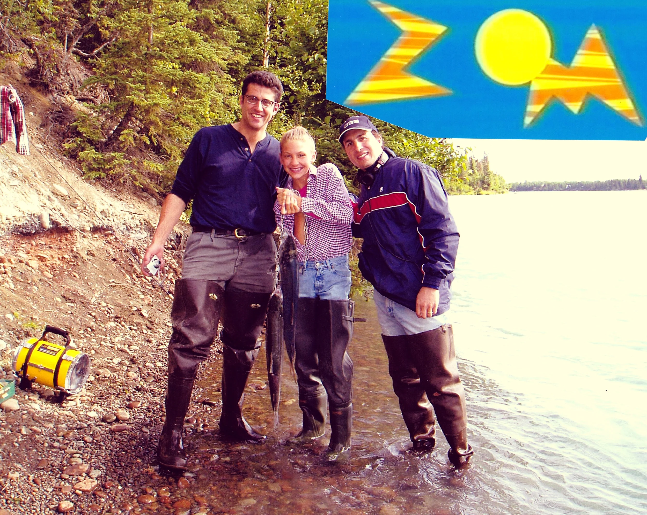 Steve, my granddaughter Jordan, and Alan fishing during the project.