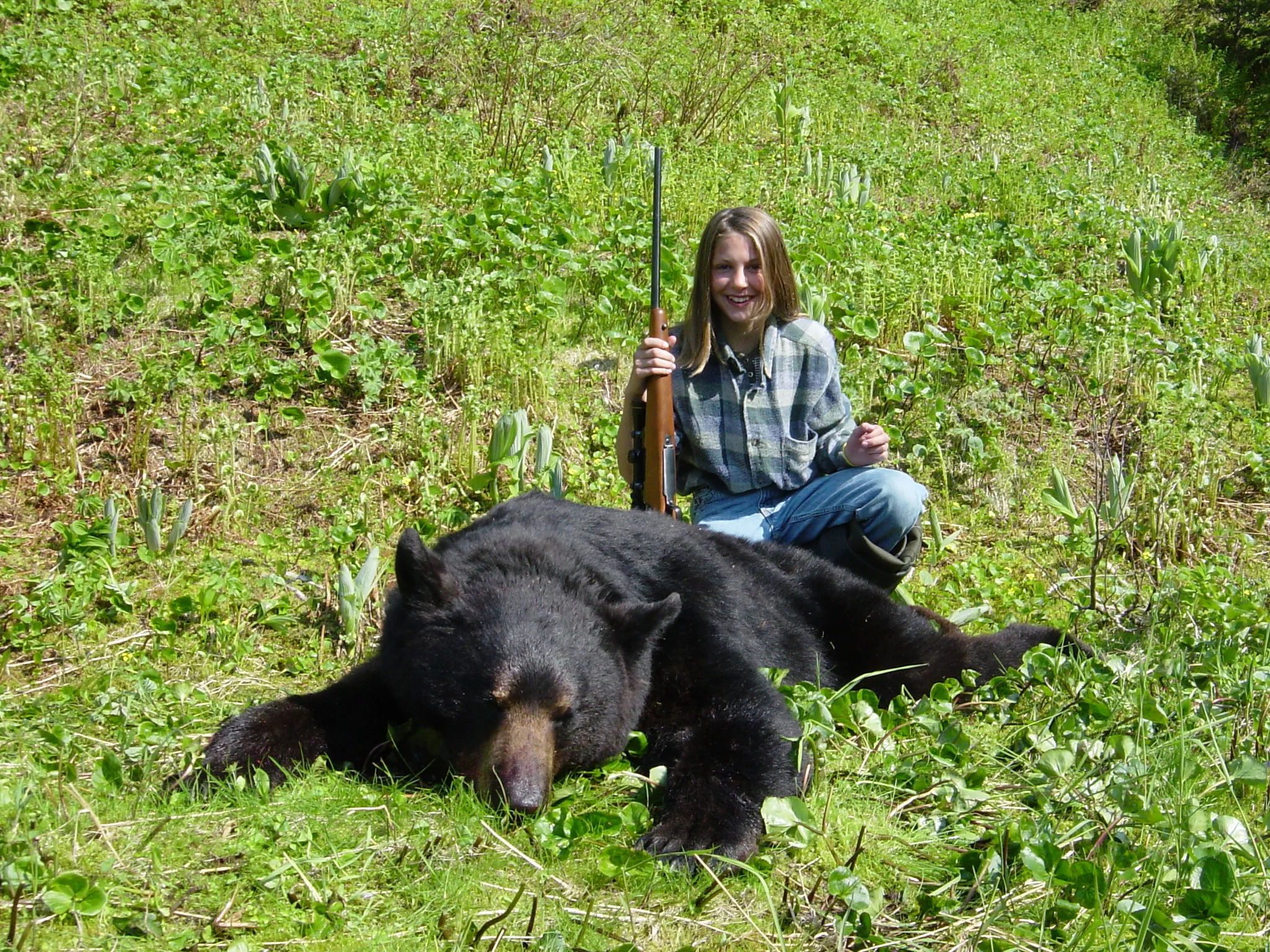 My granddaughter Jordan Juliussen Johnson at age 11 with her Prince William Sound black bear. It squared 6'8". 