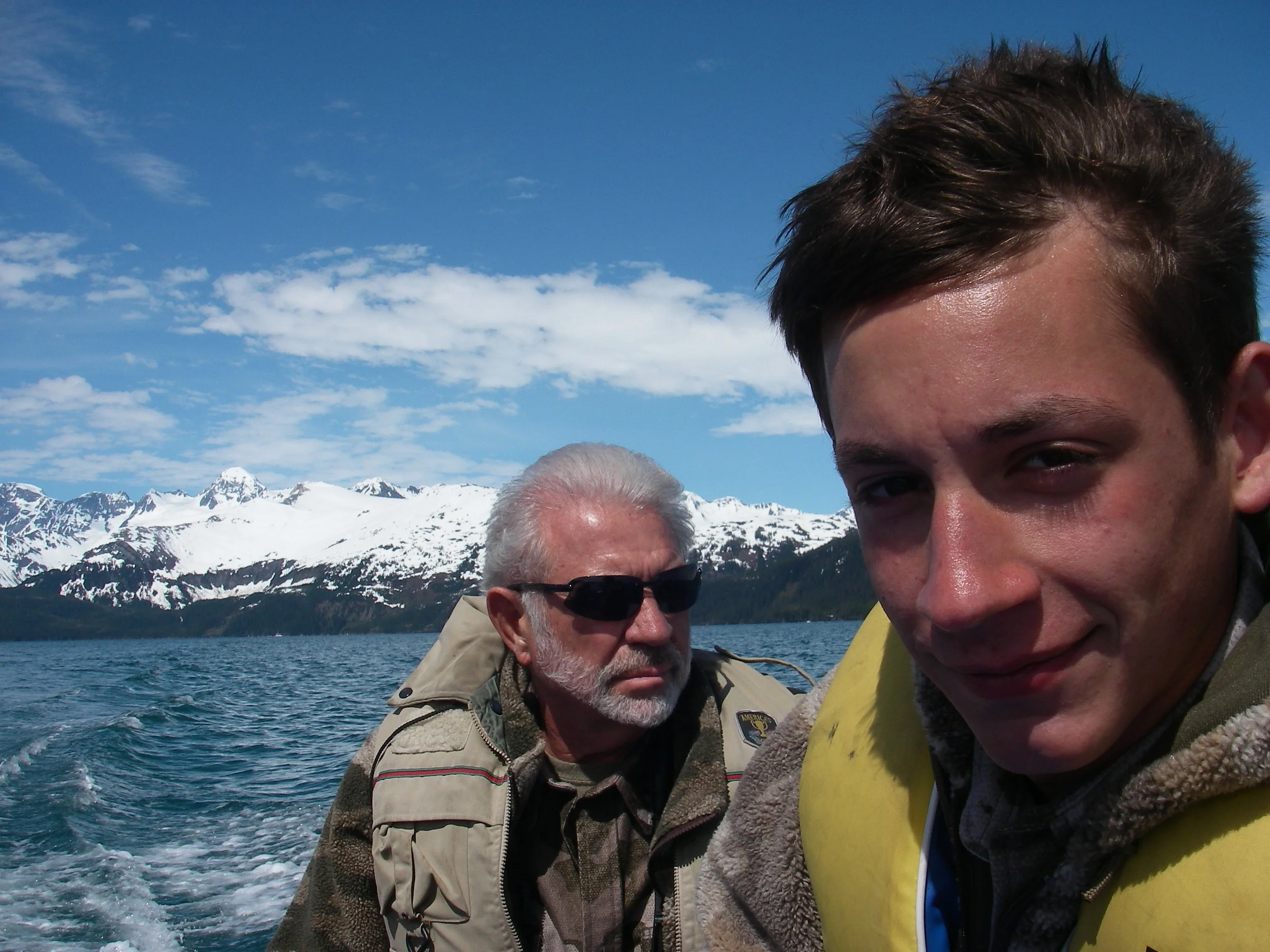 Jared and me in the Zodiac on one of those beautiful spring days in Prince William Sound. I'm going to miss that place.