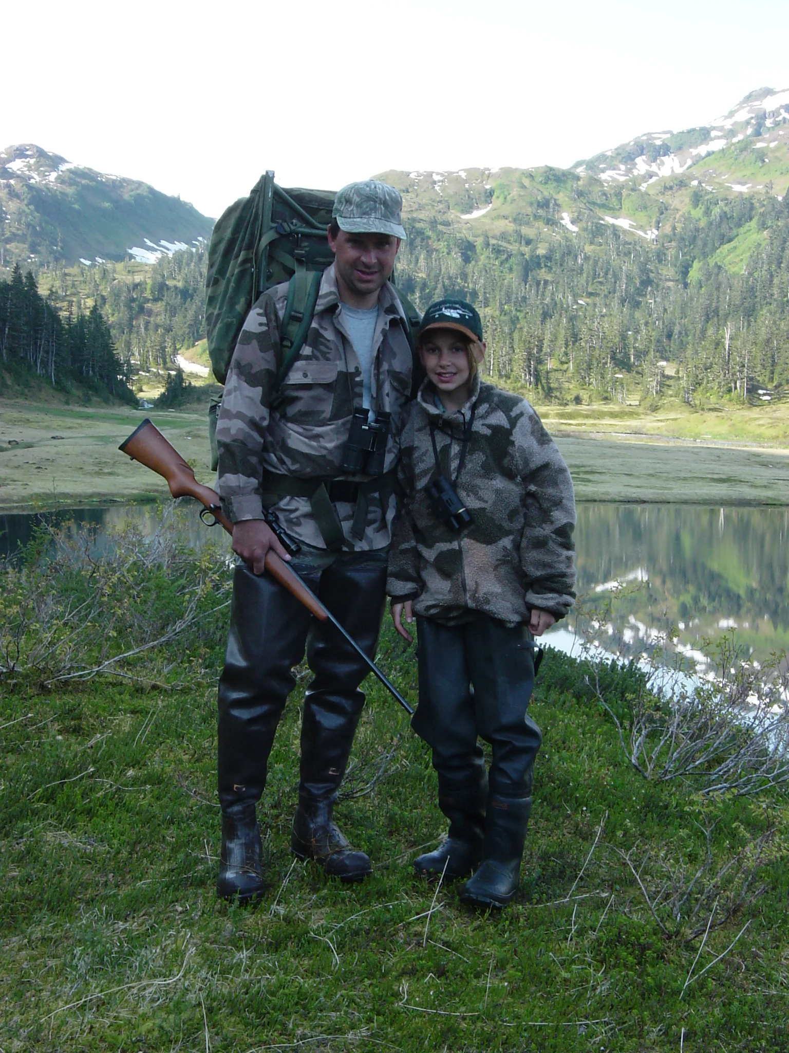 Jordan and her dad Sagen about 30 minutes before she shot her bear. The bear was shot in the field behind Jordan.