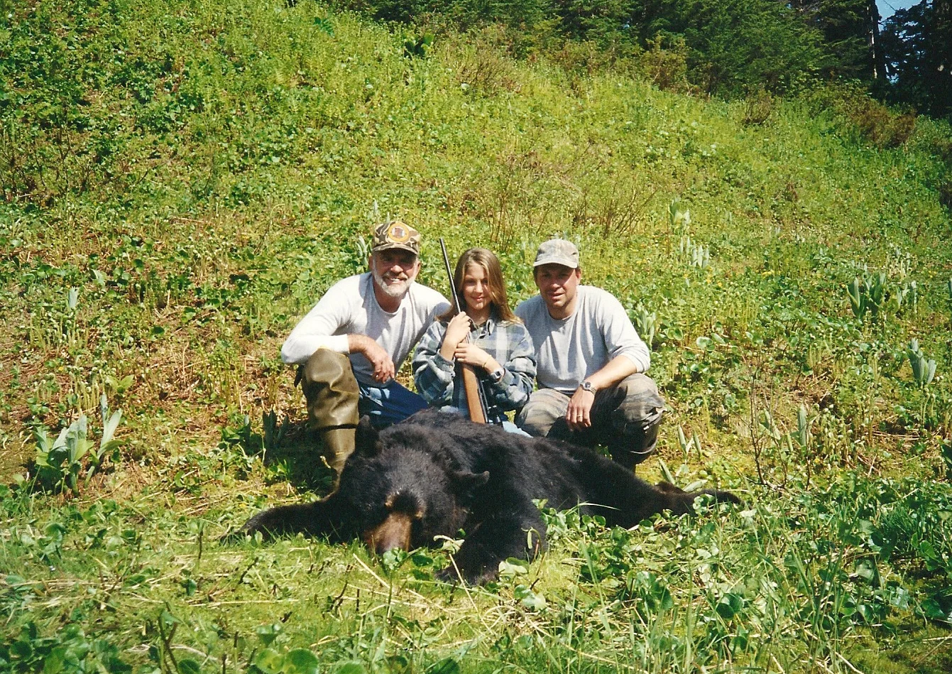 Jordan, her dad and myself with her beautiful 6'8" black bear.