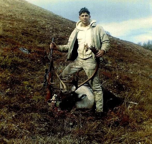 Me with Gary's caribou. Looks like my pants are a little bloody already.