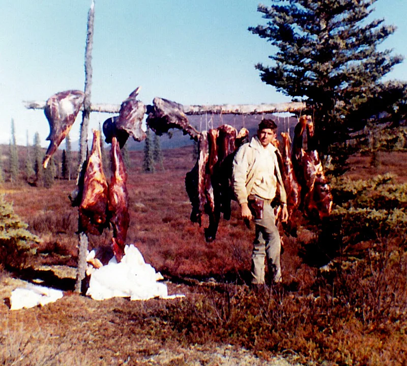 Our meat pole with some of our meat hung and drying.