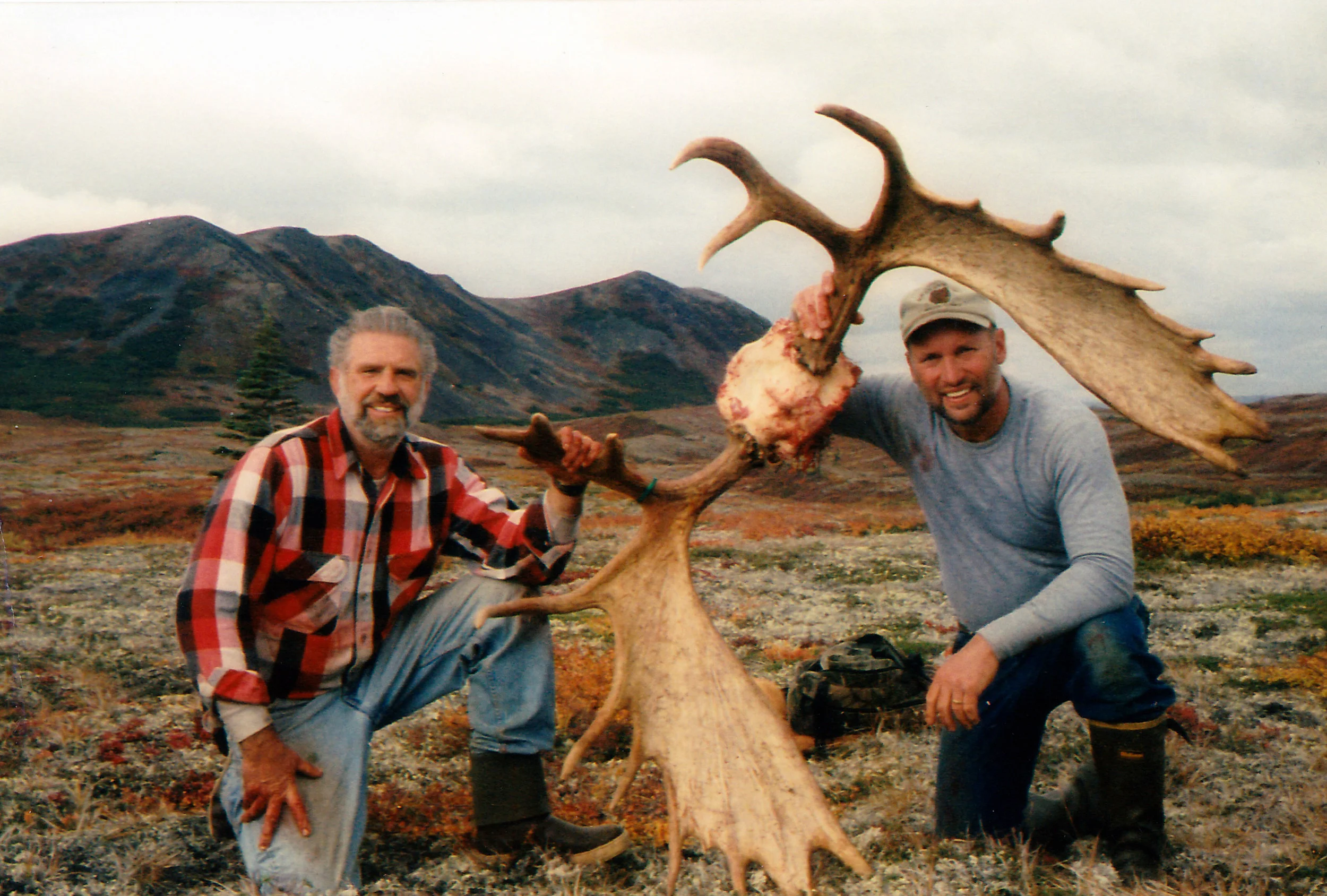 Tom Losk and me with a client's moose antlers after Tom packed them out.