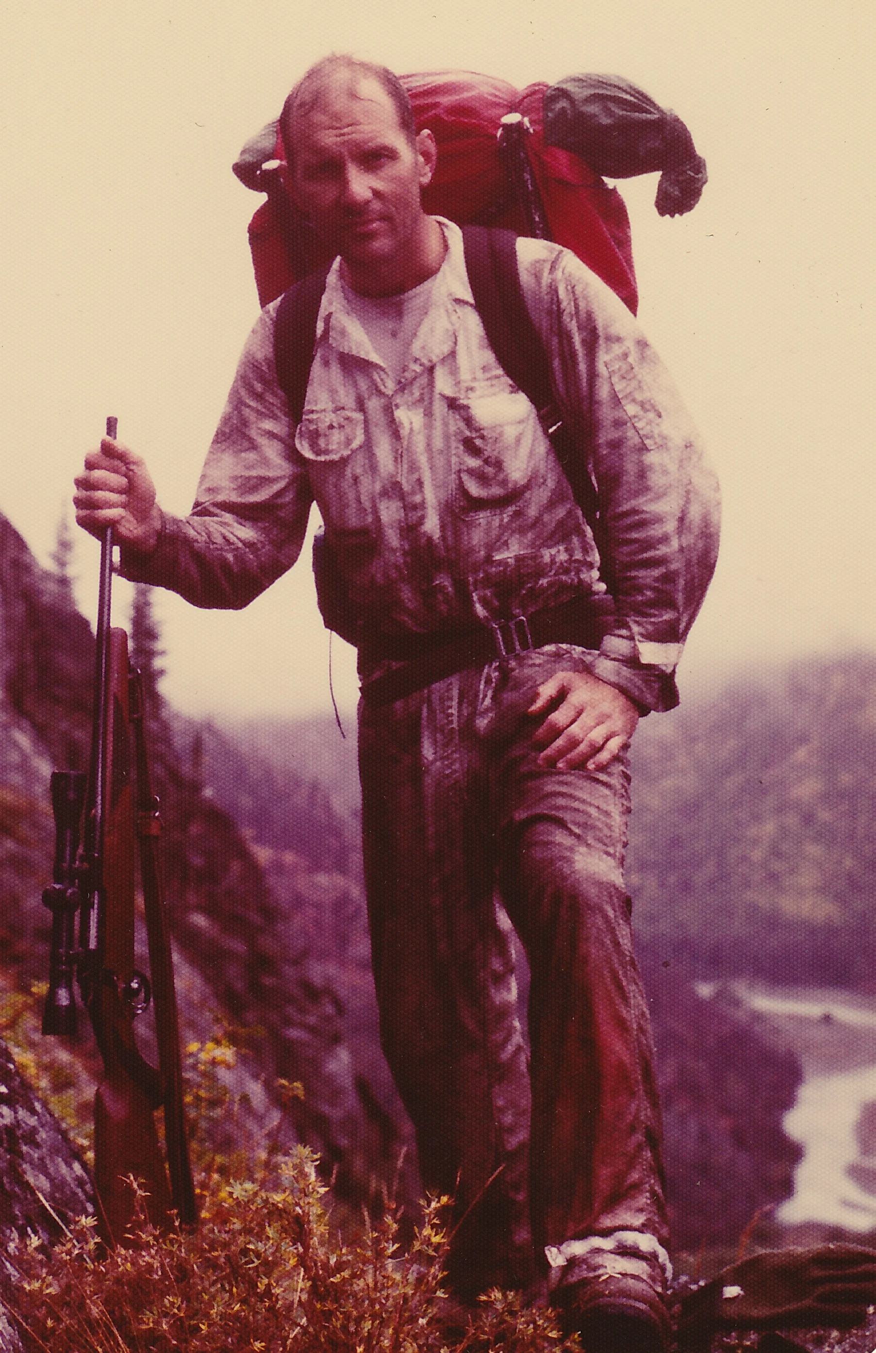 My commander, Lt. Col. Lyle Thompson, on his first sheep hunt looking tired, wet and beat up.
