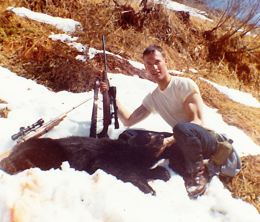 Doug Simmons with his first black bear the spring of '68.