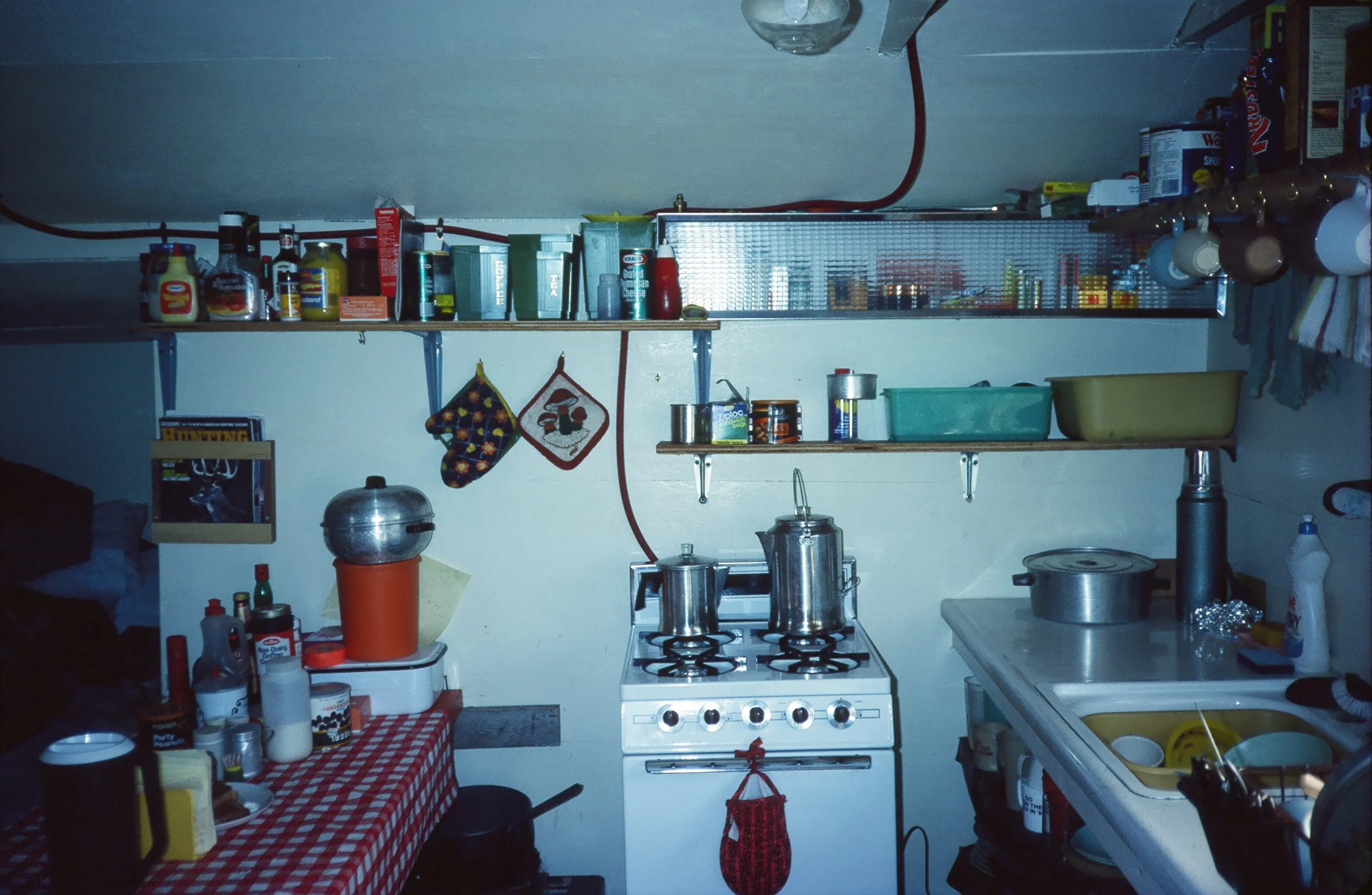 The kitchen inside the cabin. The cabin worked great for two clients and two guides.