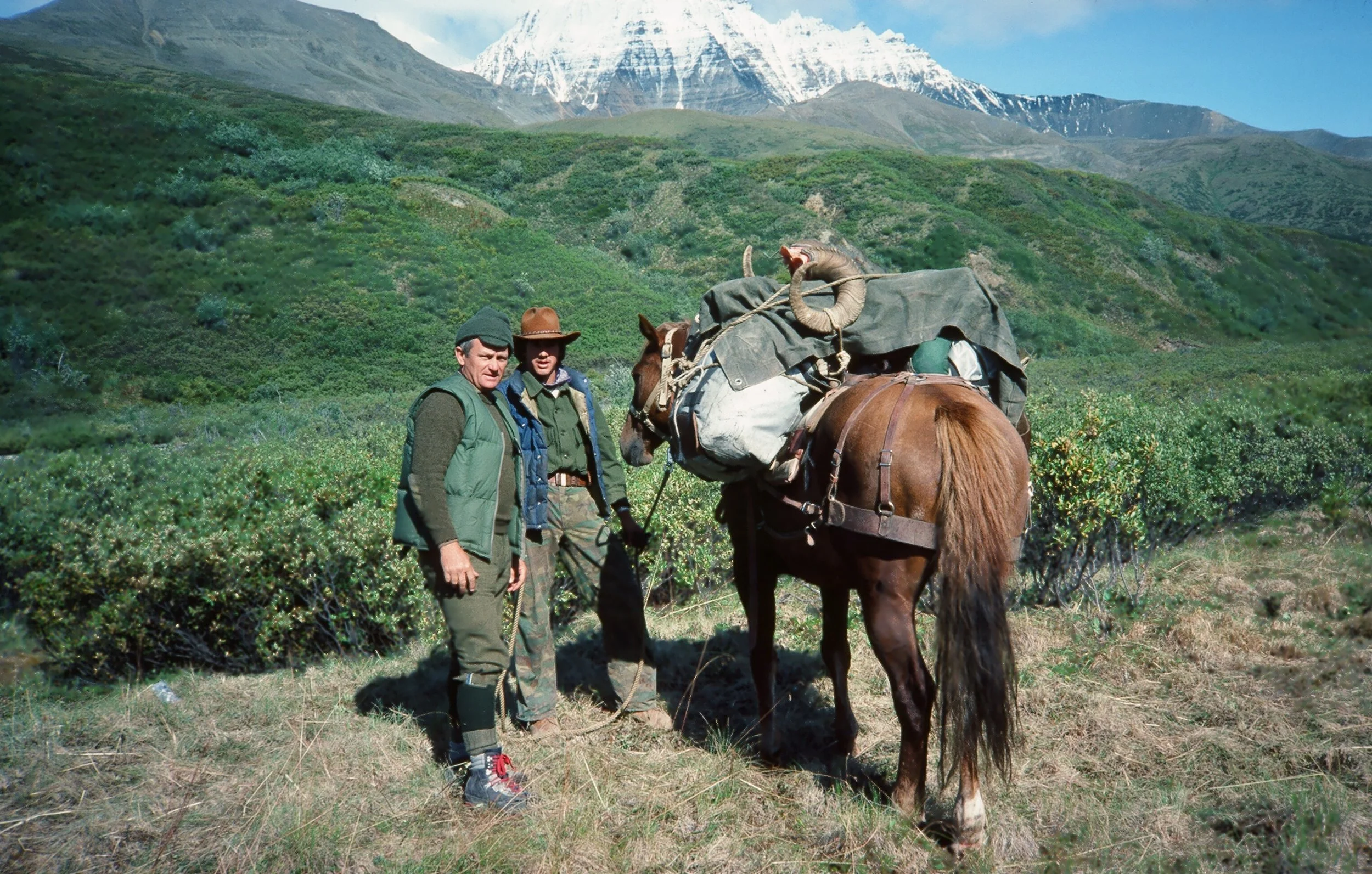 Kurt Jaeger and Troy Smith with "Queenie" loaded with Kurt's ram in Young Creek.