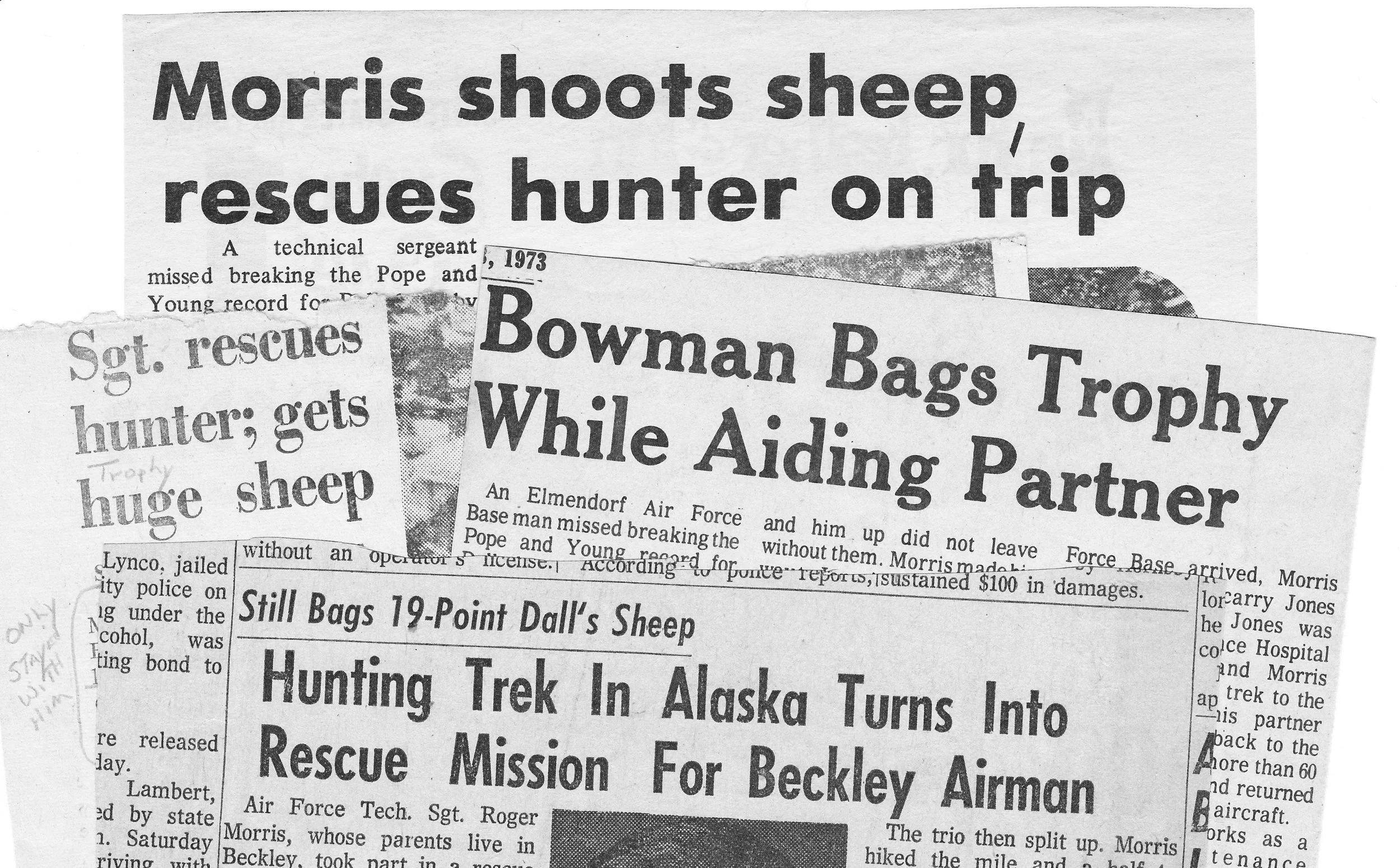Old days "Fake News" stories. Headlines from four different newspapers. Don't believe most of what you read.