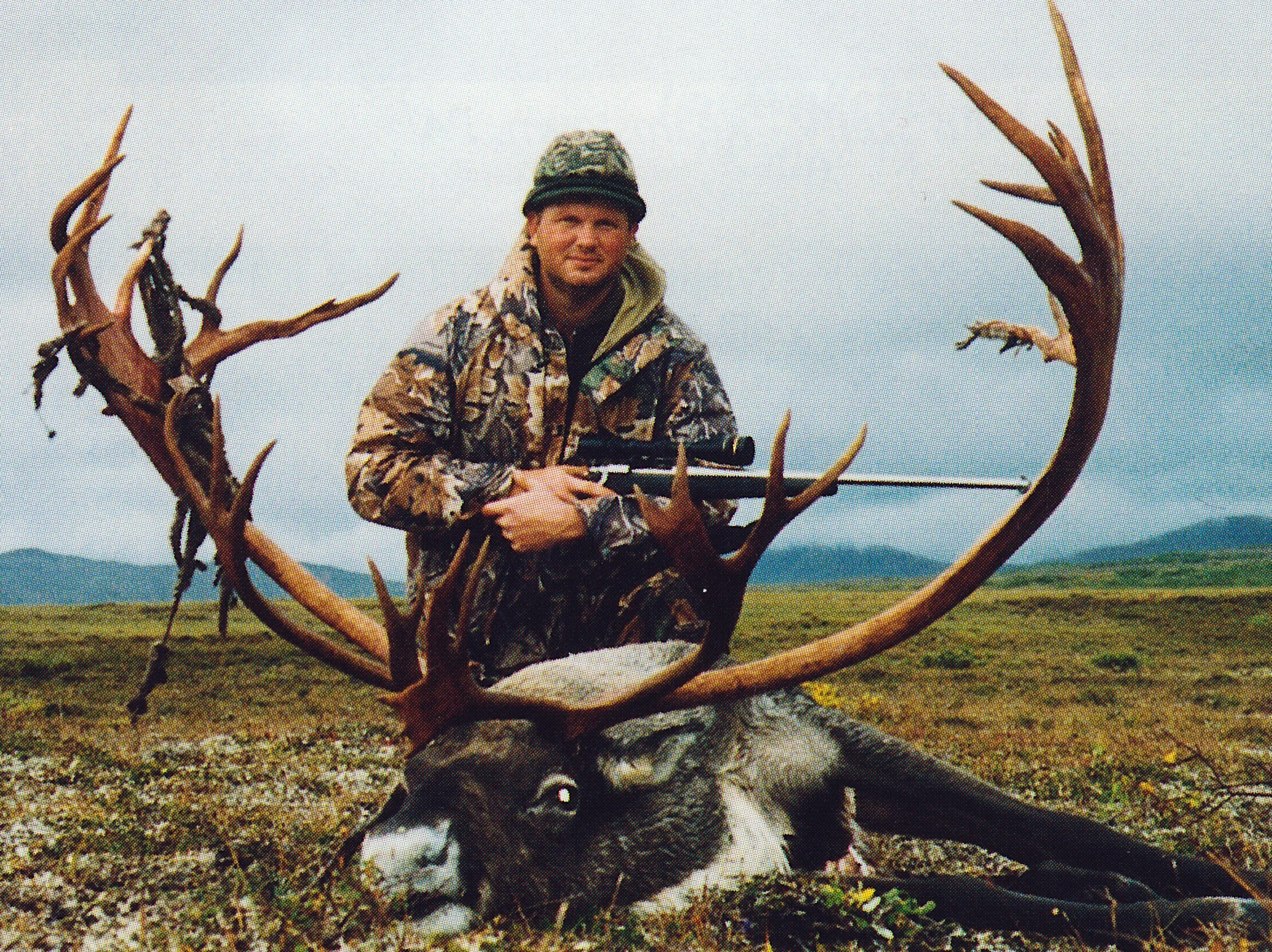 Shannon Schave of IL with his big, wide and regal 434 6/8 B&C caribou. Shannon's guide was Mark Confer.
