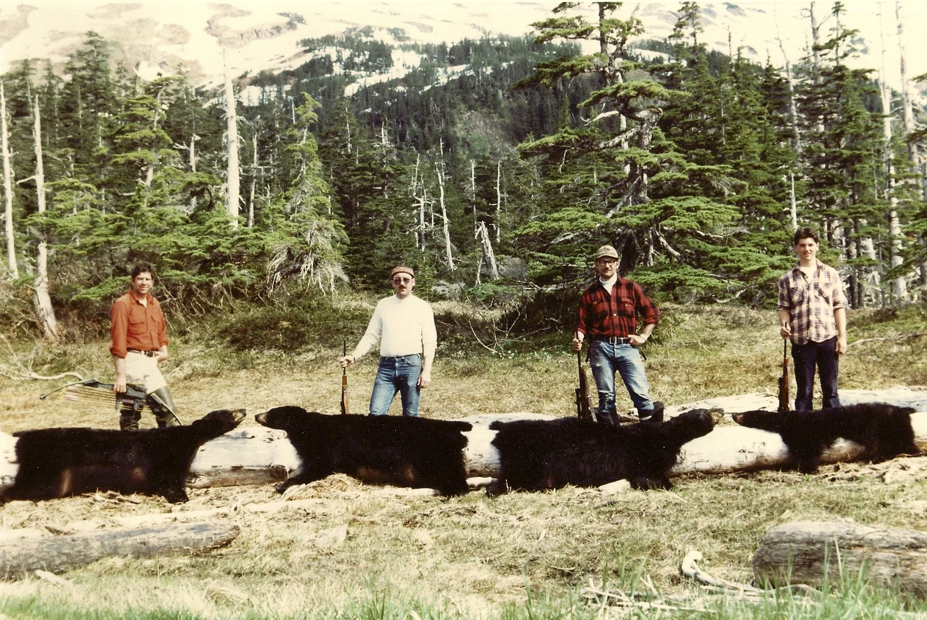 (R to L) Scottie Bailey, Dan Schwarzer, Earl Boucher and myself on one of our Prince William Sound spring black bear hunts.
