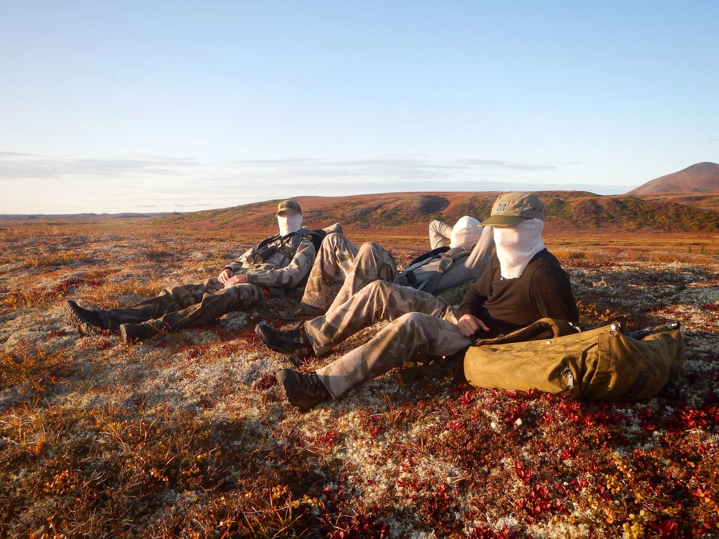 (L to R) Nate, Nathan and Jared with makeshift head nets. Gang of robbers!