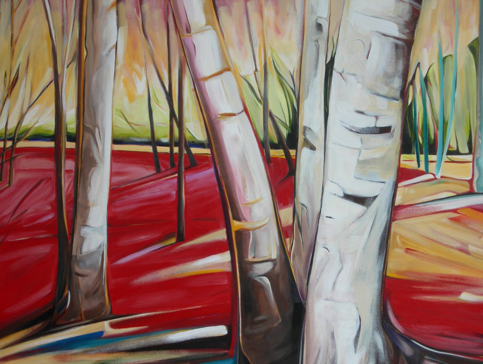 Birches on the Escarpment #1 (Sunsilk Red Series) 