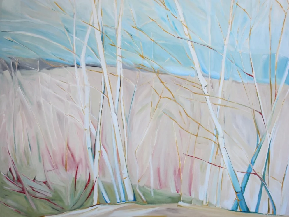 South Georgian Bay, Birches on the Escarpment #3 (Sunsilk Red Series)