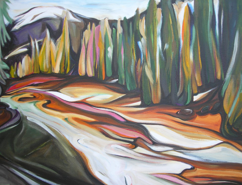 Mountains - Spring Thaw at Toby Creek (Panorama Series #4)  24 X 48  SOLD (1000 x 750).jpg