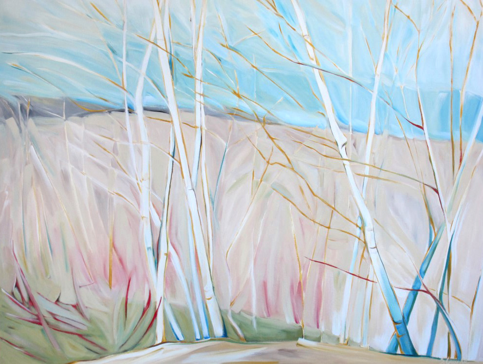 East of Eden 2011 - South Georgian Bay, Birches on the Escarpment #3 (Sunsilk Red Series)  48 X 60  AVAILABLE (1000 x 750).jpg