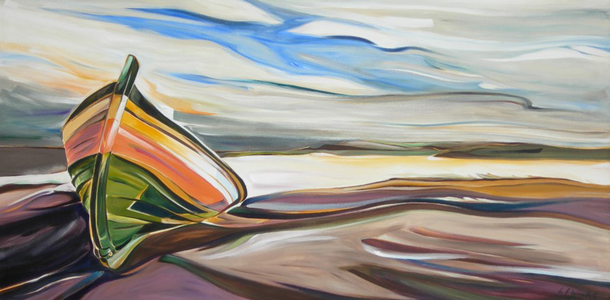 Precious Stones - Sapphire Sky, On-Shore Dory in the Gaspe Bay (PSS)  30 X 60  SOLD (1000 x 750).jpg