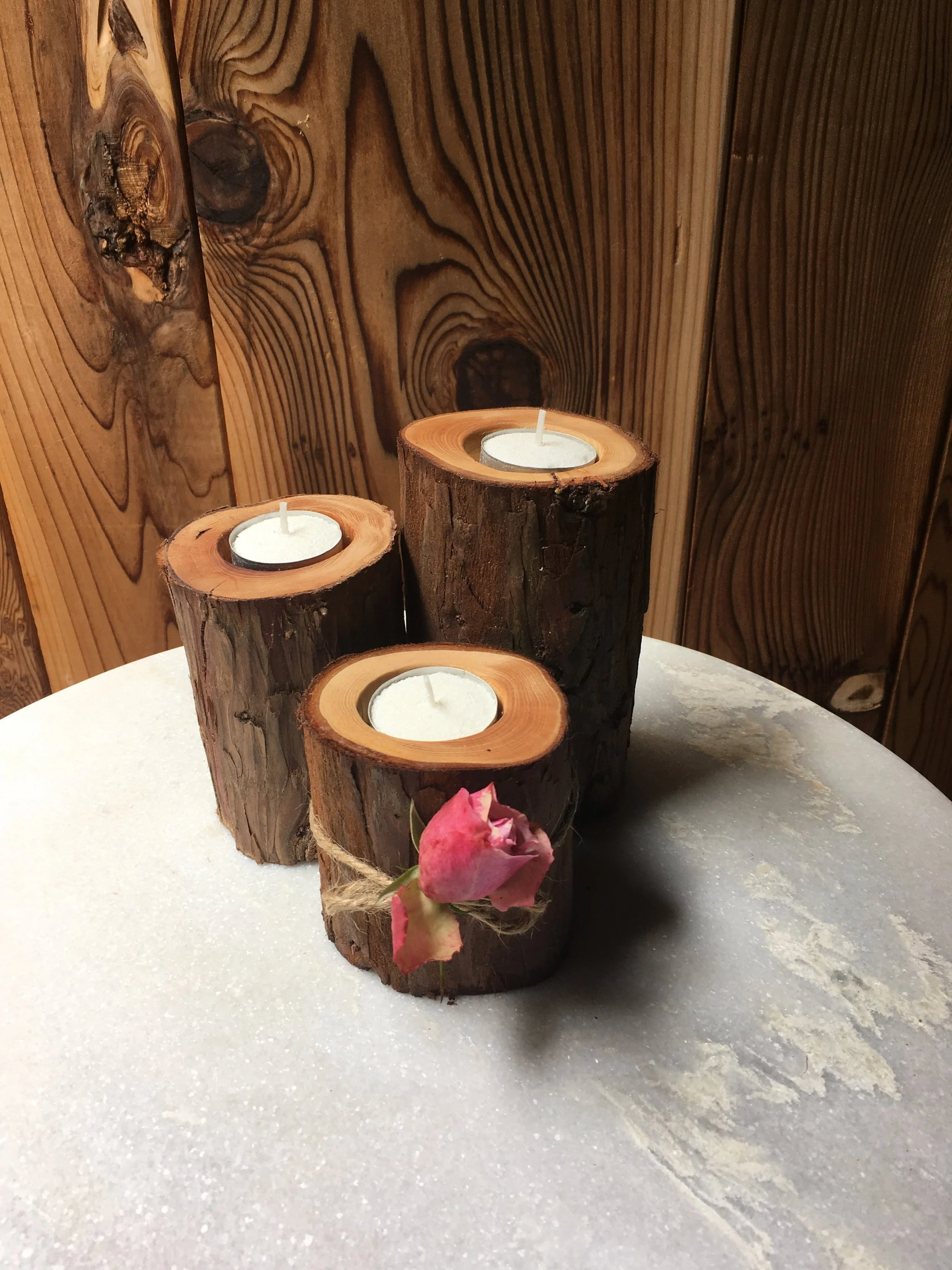 Redwood branch tea candle set (3)