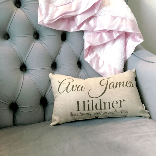 Personalized name pillow from The Decorated Room