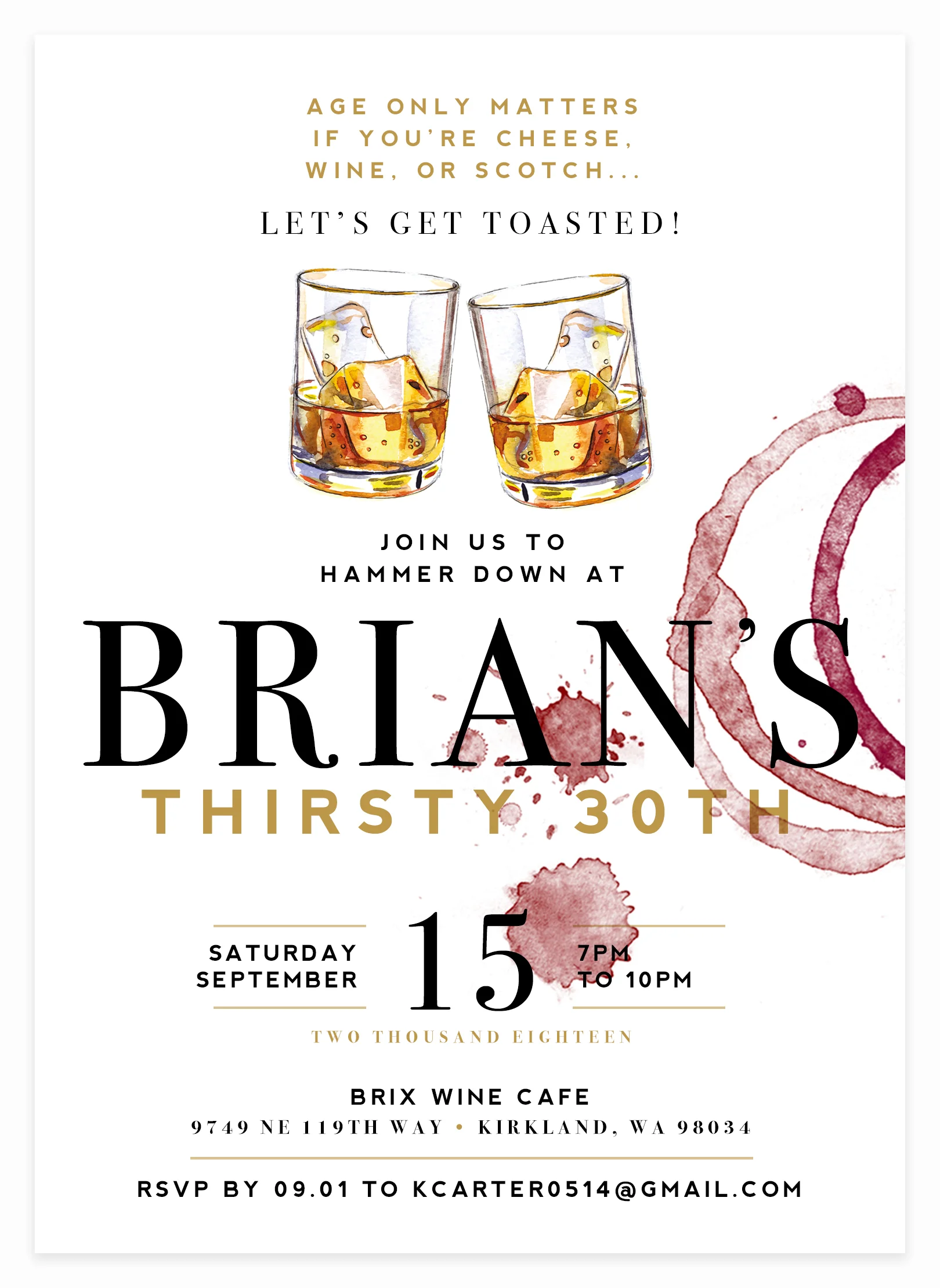 Men's Scotch Themed Birthday Party Invitation