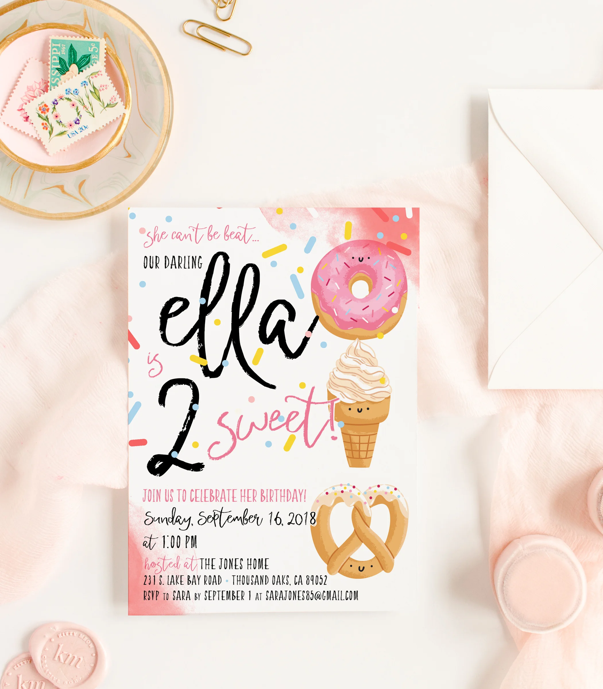 Watercolor Donut Themed Birthday Party for Girls
