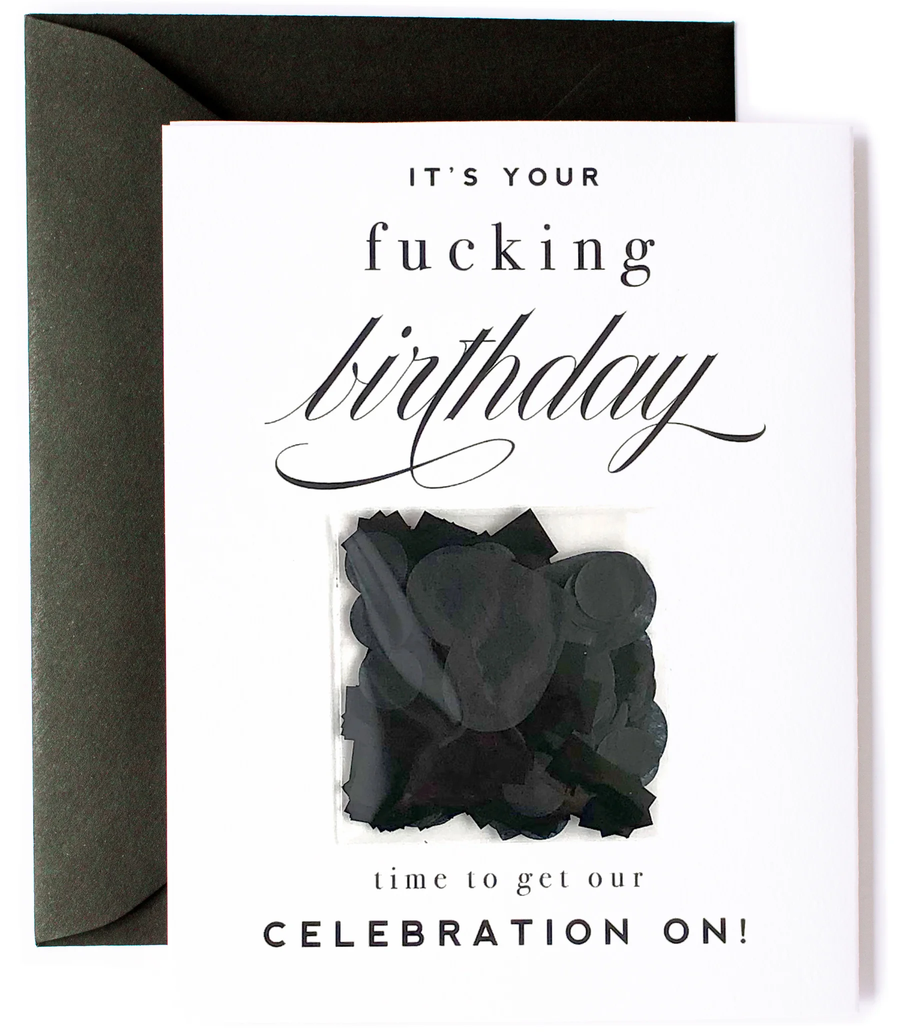 funny and vulgar birthday card with confetti