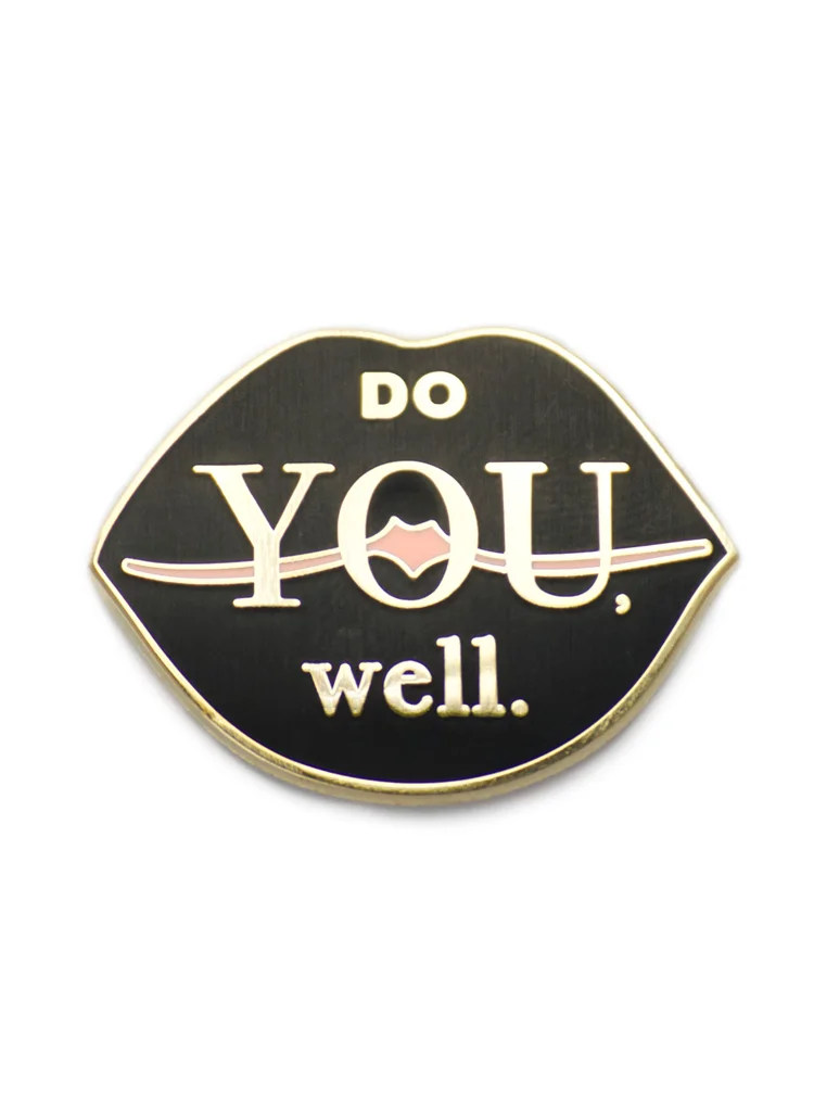 do you well, lips enamel pin with gold plating