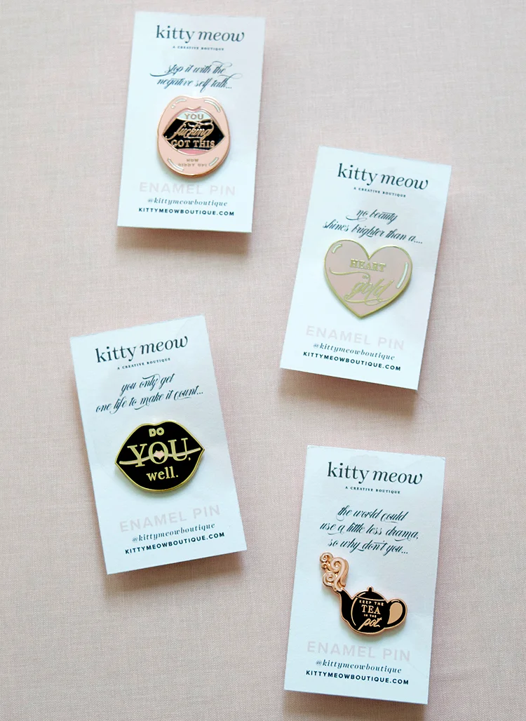 Copy of kitty meow boutique inspirational enamel pin collection beautiful packaging