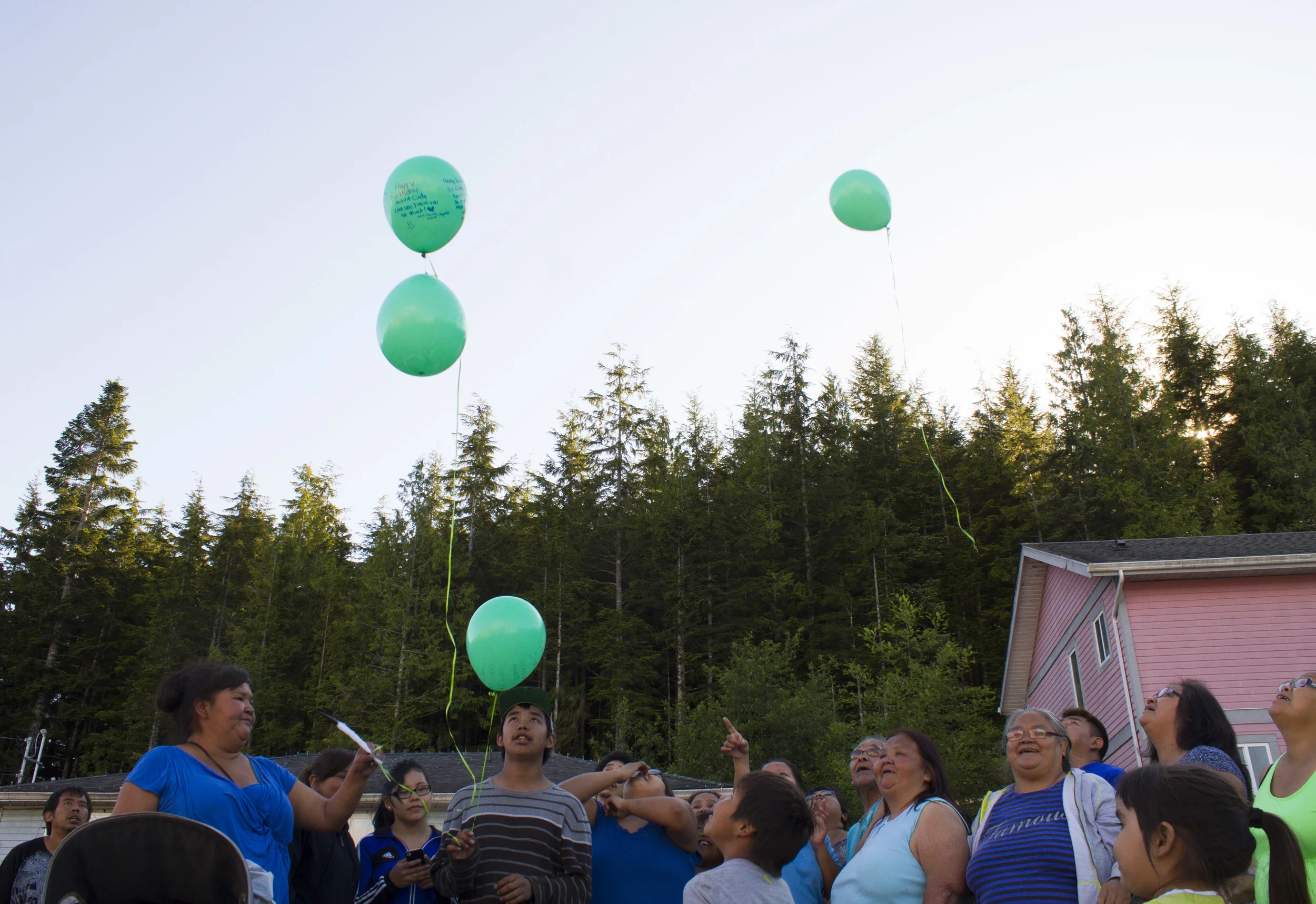 The family of Cindy Scow, a mother of seven murdered on the Tsulquate reserve in 2012, holds a memorial birthday party for her on June 7, 2015. The same week as this party, Scow's murderer appealed his seven-year manslaughter sentence. © North
