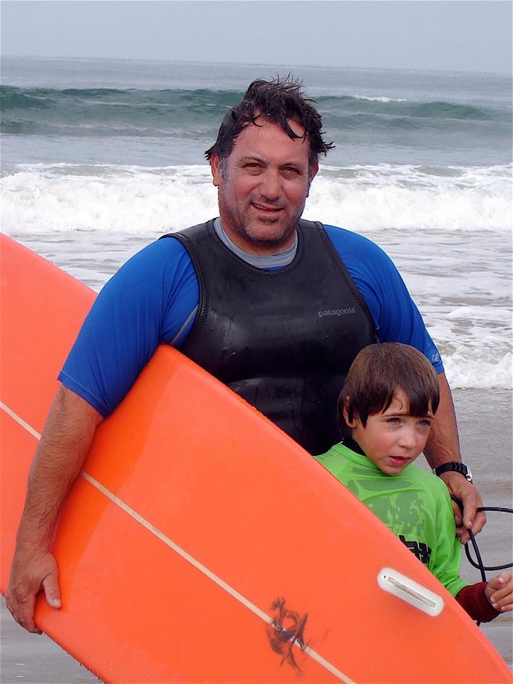 Surfing with my son Niki !