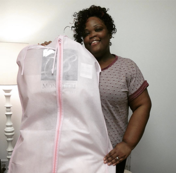One of our gorgeous Curvy Rose brides picking up her Sophia Tolli dress.