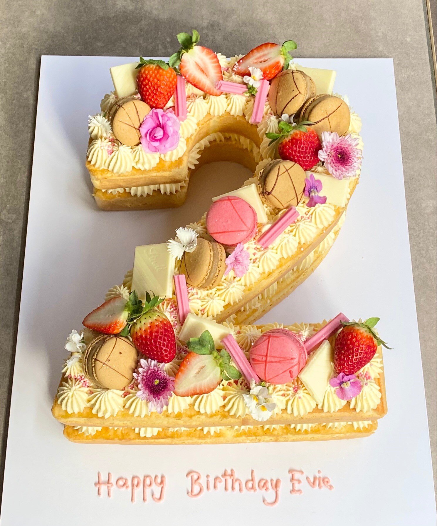 Number Cake with flowers, berries and macarons — Vanilla Pod