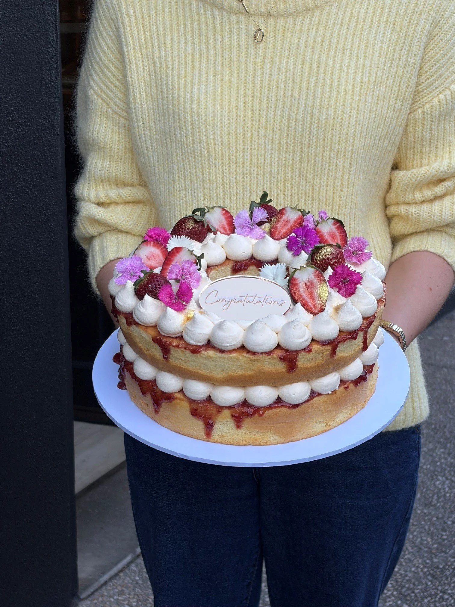 Vanilla NAKED Cake with Strawberries and Vanilla Buttercream