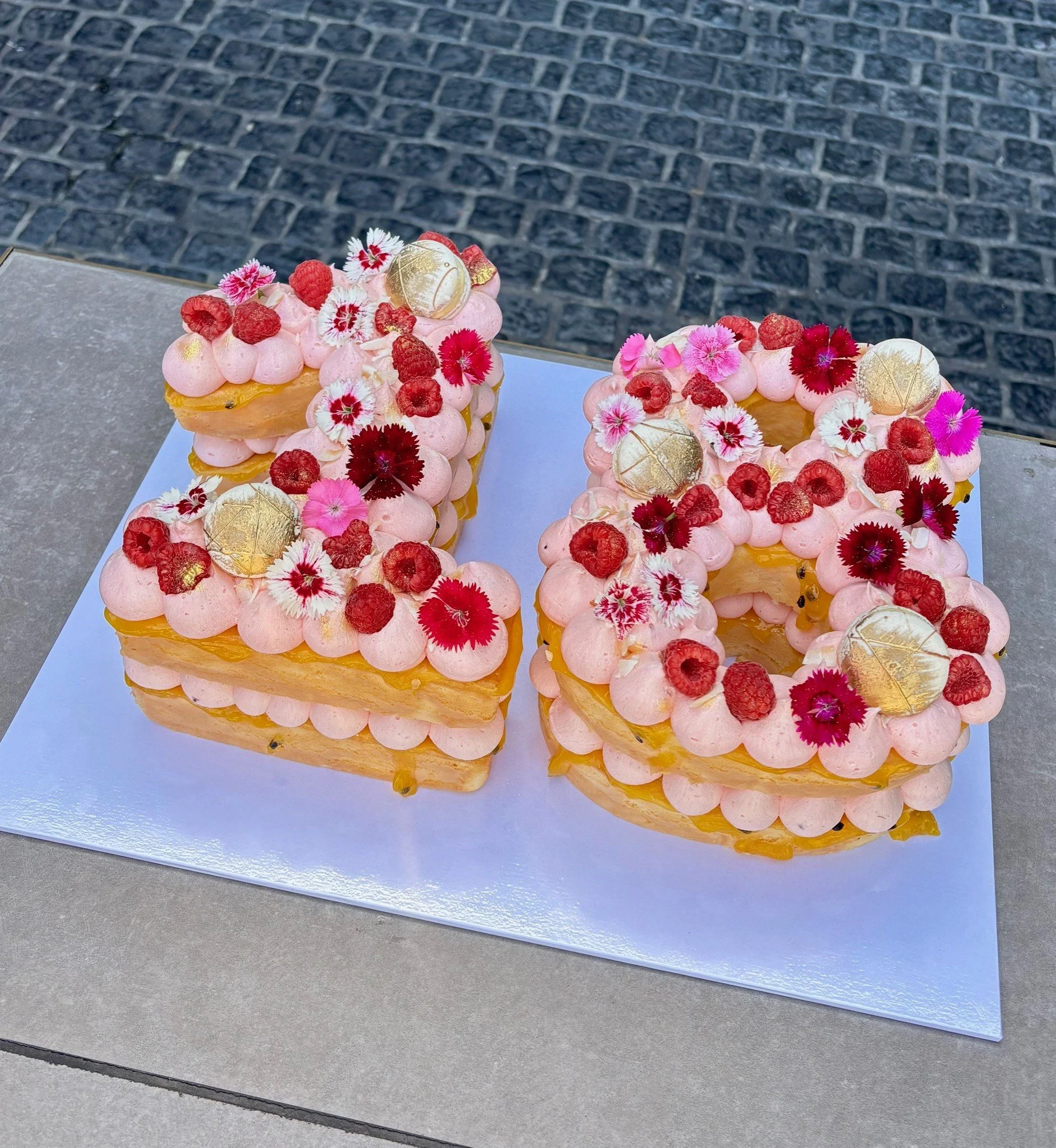 NEW Double Number Cake with Passionfruit Curd and Raspberry Buttercream