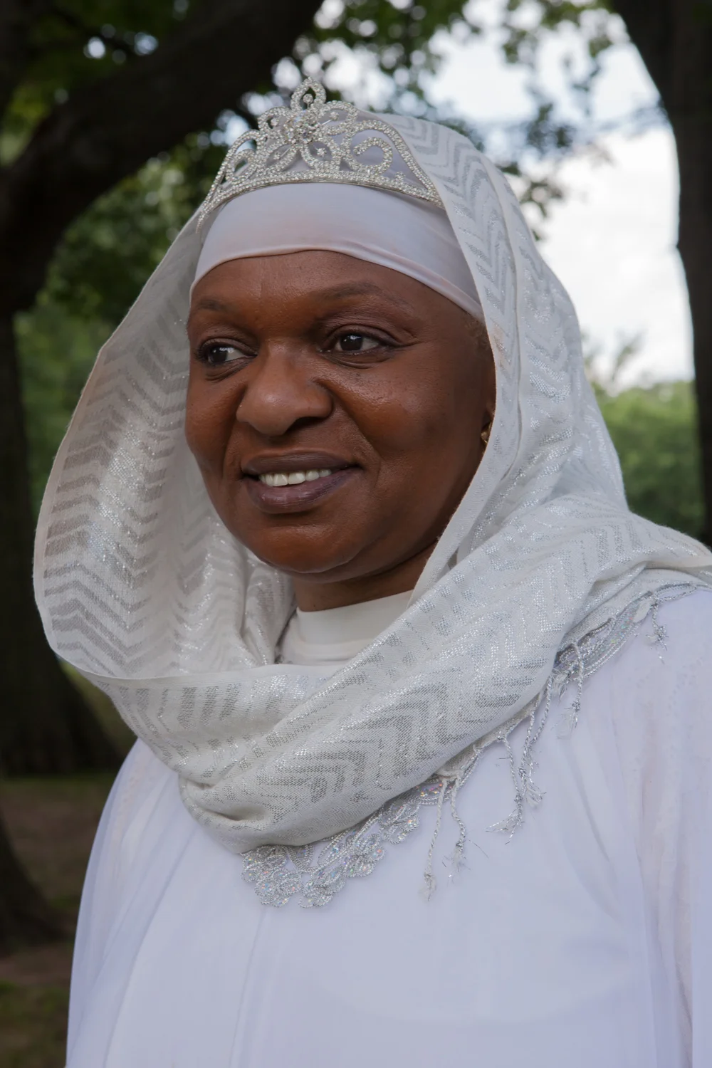 Zaimah Abdullah, politician and social worker, poses for a portrait while attending Eid al-Fitr celebrations in Newark, New Jersey on July 18, 2015.