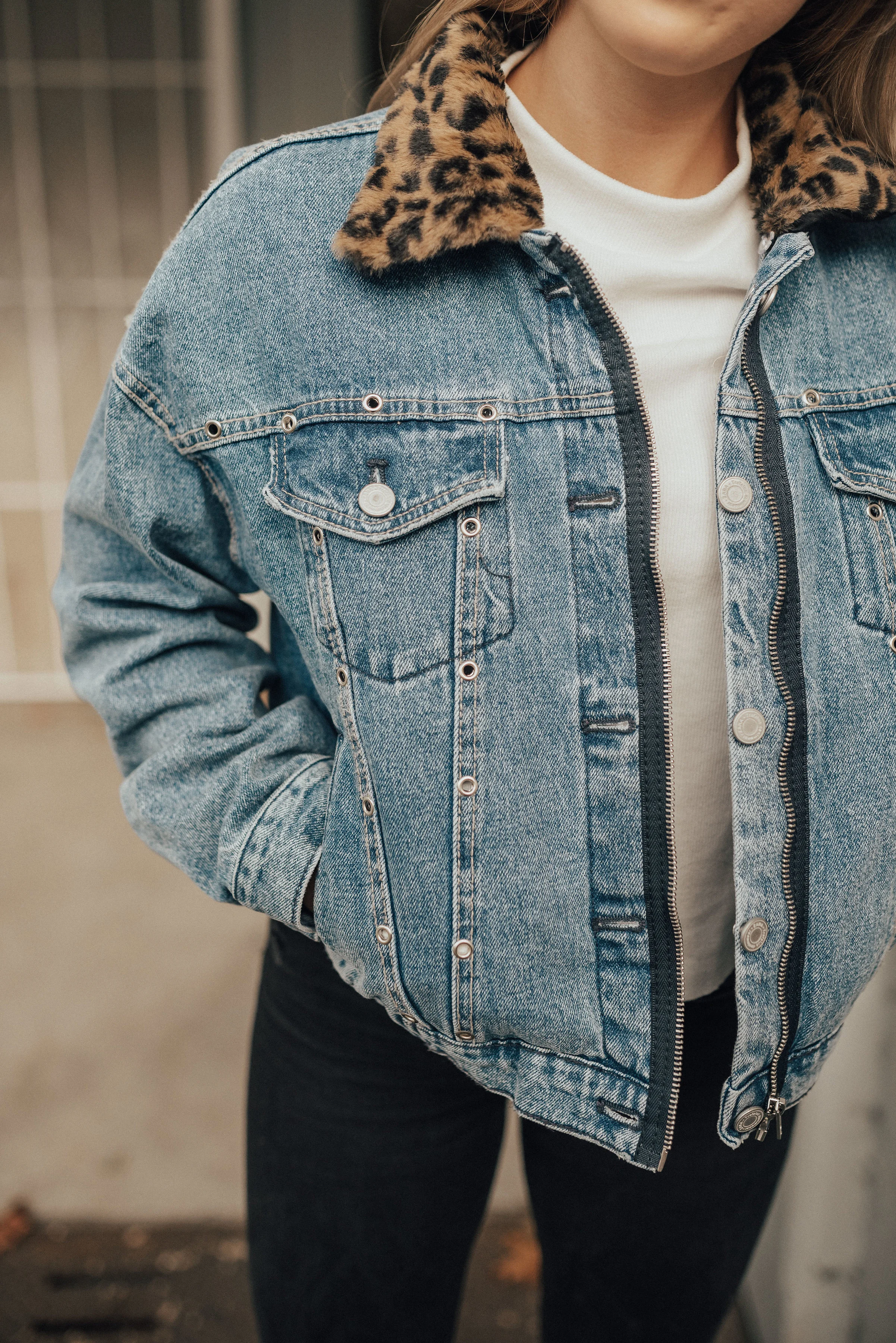 cheetah jean jacket