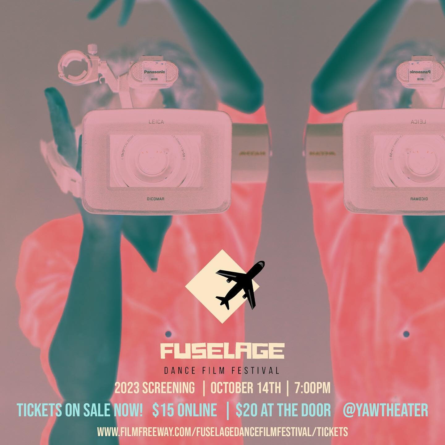 ✨Tickets are on sale now✨ for the 6th annual Fuselage Dance Film Festival!!

Join us on October 14th, 7:00pm at @yawtheater for our 2023 live screening program!

$15 Online | $ 20 At the Door

www.filmfreeway.com/fuselagedancefilmfestival/tickets