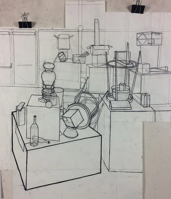 J. S. Empirical Perspective Assignment, charcoal, from Observation & Visualization, spring 2017