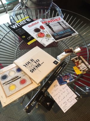 Canvases, paints, fudge, magazines - we're in heaven!