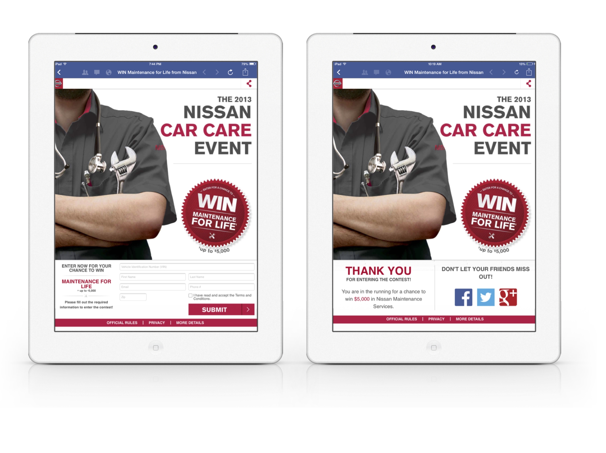 Nissan's "October Car Care Sweepstakes"