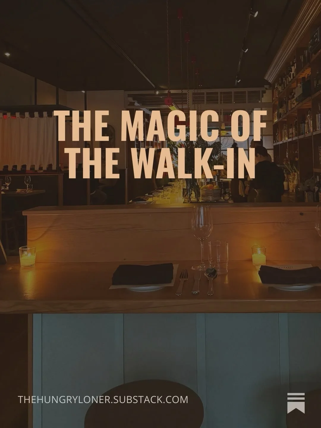 One of the best thrills in dining doesn&rsquo;t actually happen at the table.

It&rsquo;s not the moment you hold the menu inches from your face, reading every word from top to bottom. Or when the first bite lands on your palate &mdash; salty, bitter