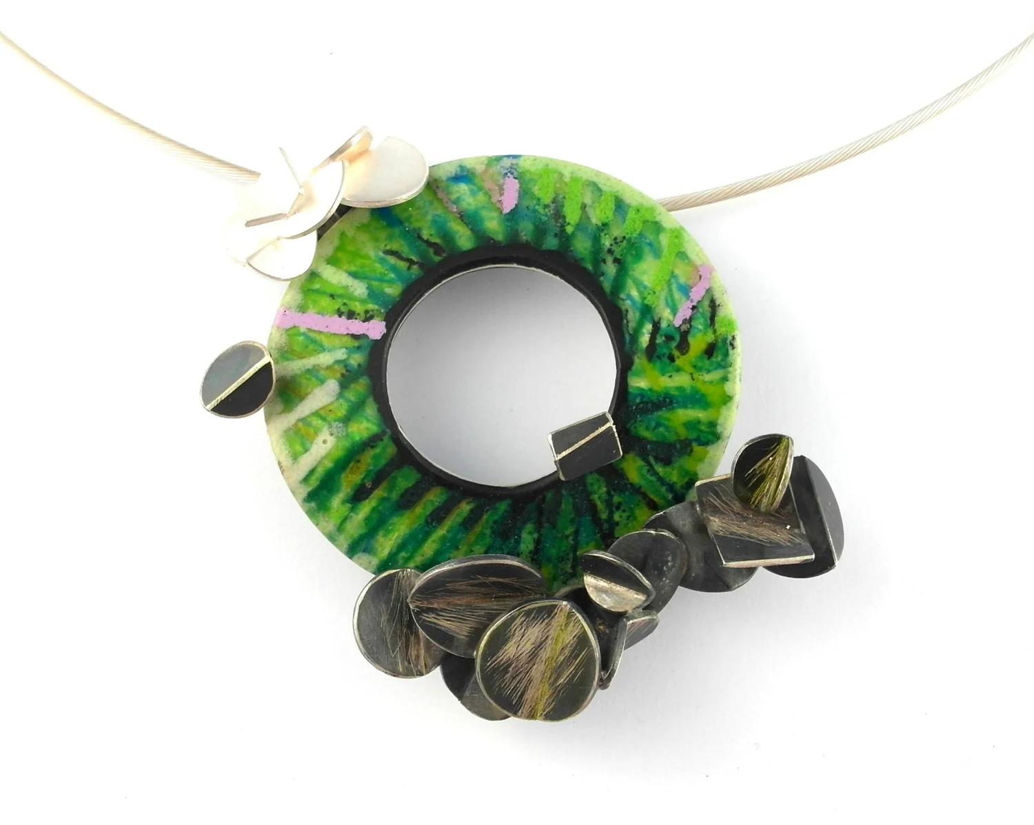  D879 Pendant by Dore Stockhausen 2012 - 925 &amp; fine silver, enamel. (in stock) 