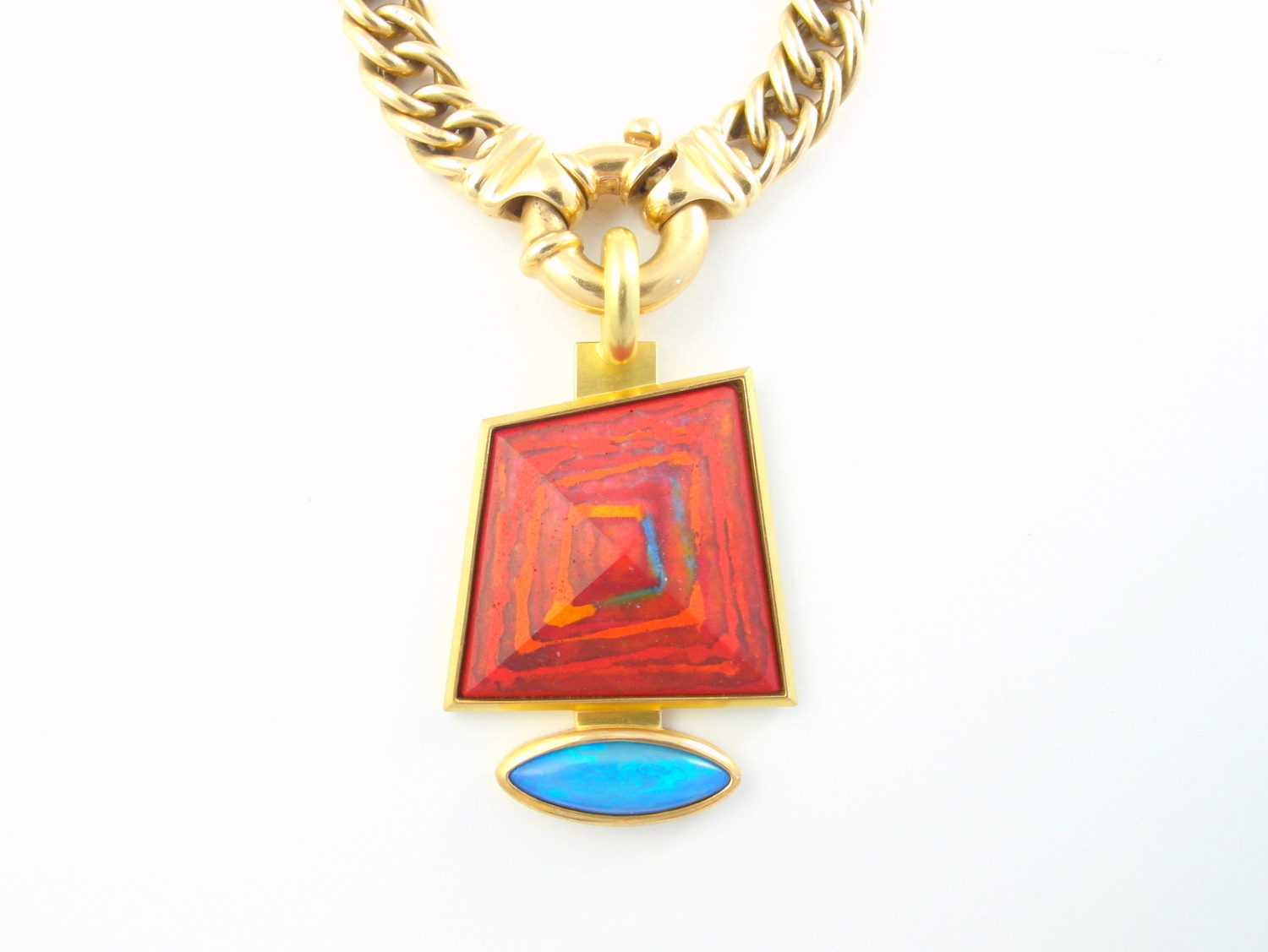  June's pendant 2013 - 18ct yellow gold, enamel, turquoise (Private collection) 