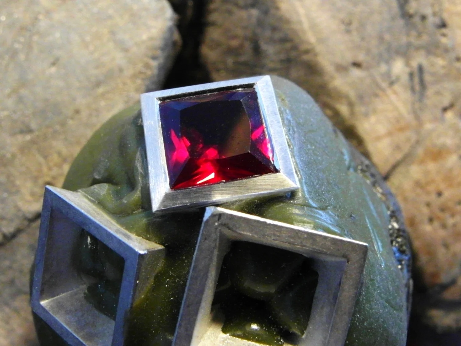  &nbsp;... and here again. Final polishing will take place after all 3 stones are set and out of the wax. 